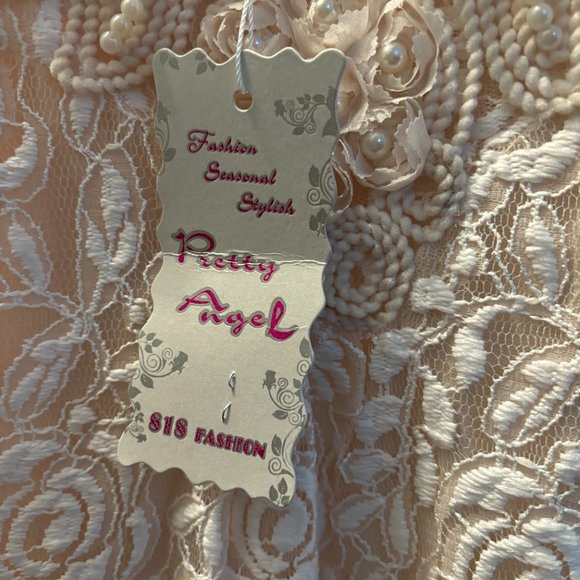 Vintage NWT Coquette Pearl Lace Pink/Peach Dress - Picture 3 of 3